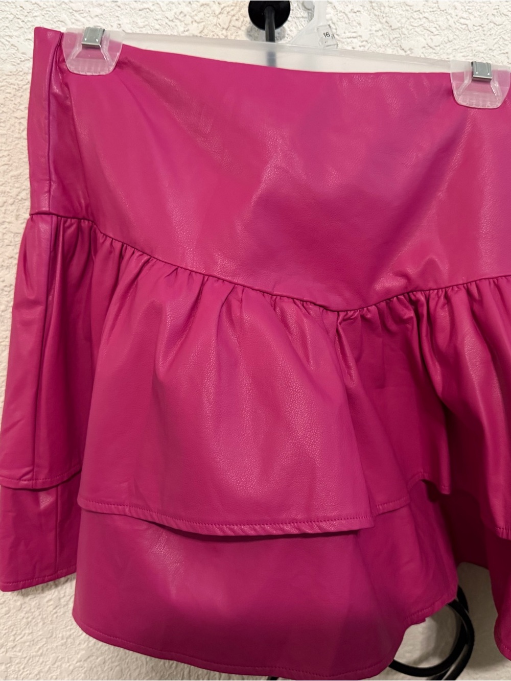 Boutique 9 Hot Pink Tiered Leather-Look Mini Skirt